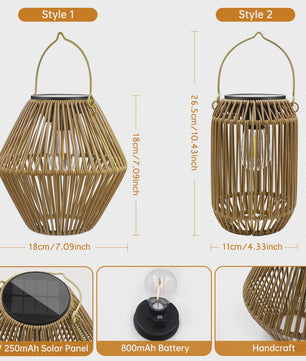 Zonne-energie Lantaarn voor Buiten - Waterdichte Hangende Rotan Decoratie voor Tuin & Terras