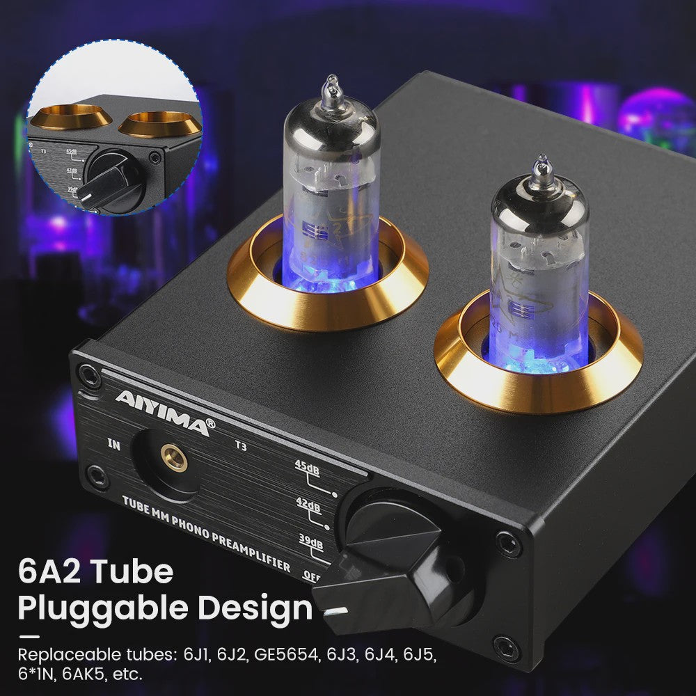 AIYIMA T3 HiFi Vacuum Tube Phono Preamplifier voor Platenspeler