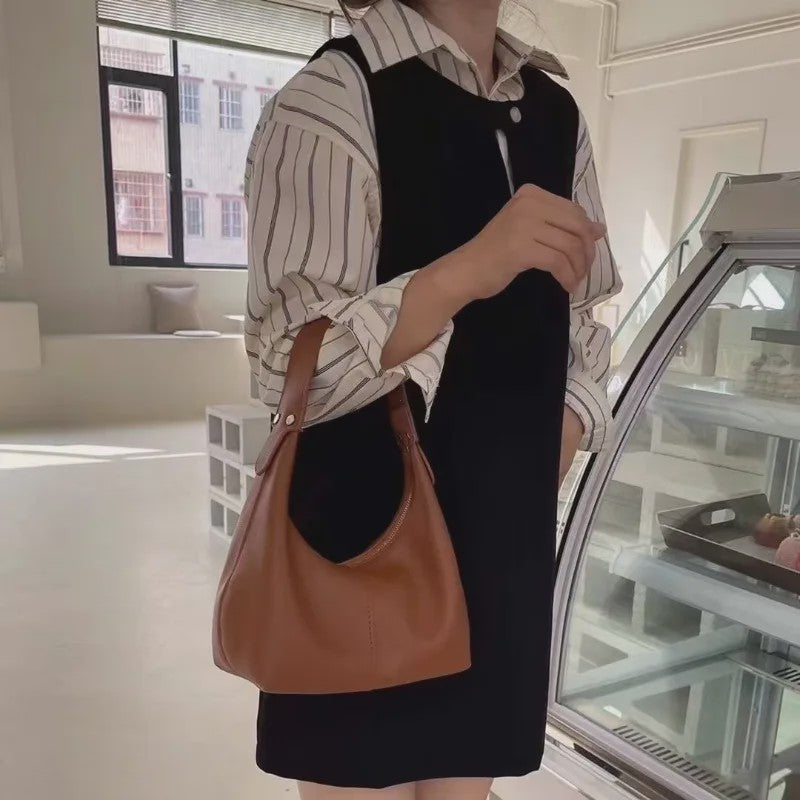Vintage PU Lederen Schoudertas voor Dames - Hobo Stijl
