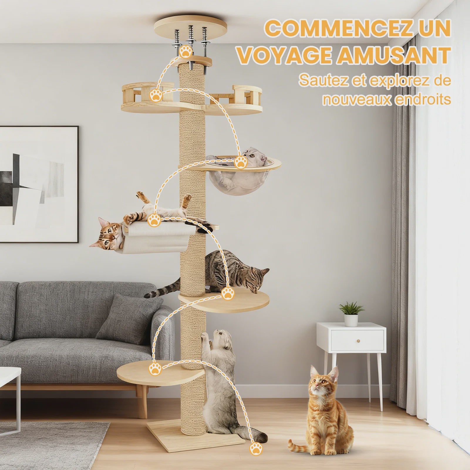 Luxe Kattenkrabpaal met Meerdere Plateau's en Sisal Kolommen