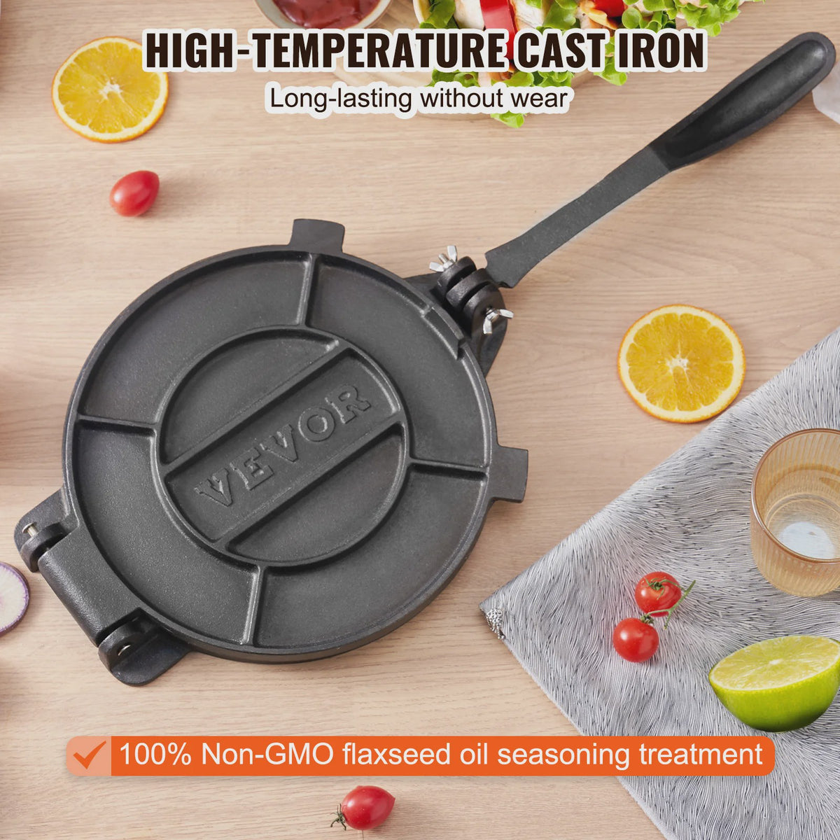 Gietijzeren Tortilla Pers - Heavy Duty Deegmaker voor Bloem Tortilla's