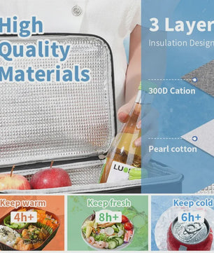 Ruime Thermos Lunchtas Waterdicht met Verstelbare Schouderband - Ideaal voor School, Werk & Uitjes
