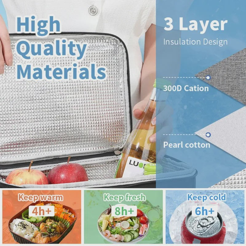 Ruime Thermos Lunchtas Waterdicht met Verstelbare Schouderband - Ideaal voor School, Werk & Uitjes
