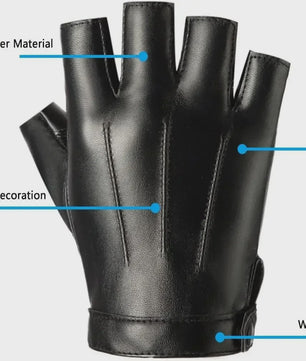 Vingerloze PU Lederen Handschoenen met Anti-slip Laag - Ideaal voor Fietsen, Motorrijden & Outdoor Sport