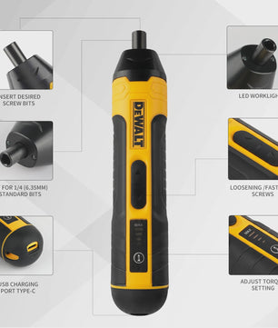 DEWALT Accuschroefmachine 3.6V 5Nm - Compacte Elektrische Schroevendraaier met 1/4" Chuck & 1300mAh Batterij