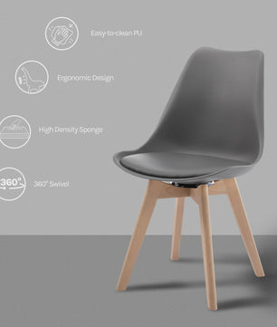 Set van 4xElegante eetkamerstoelen - Kunstleer & Massief Hout - Draaibaar & Comfortabel