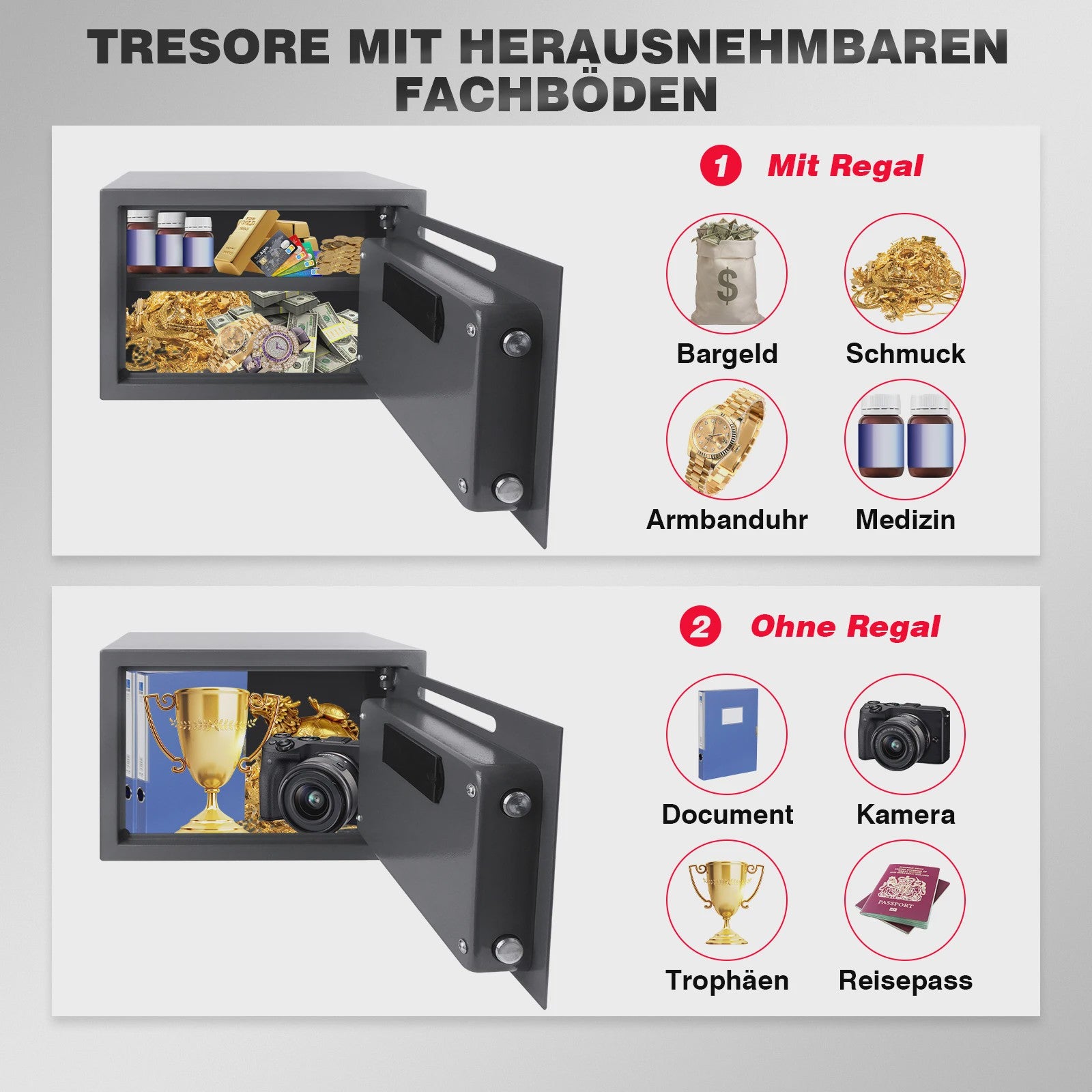 Brandwerende Waterdichte Kluis met Digitale Code & Sleutel - 4.6L/8.5L/16L