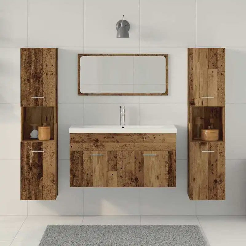 Complete Hout-look Badkamermeubelset voor Moderne Badkamers
