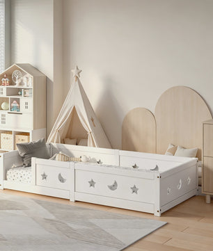 Montessori Houten Kinderbed met Valbeveiliging - Scandinavisch Design - Veilig Peuterbed