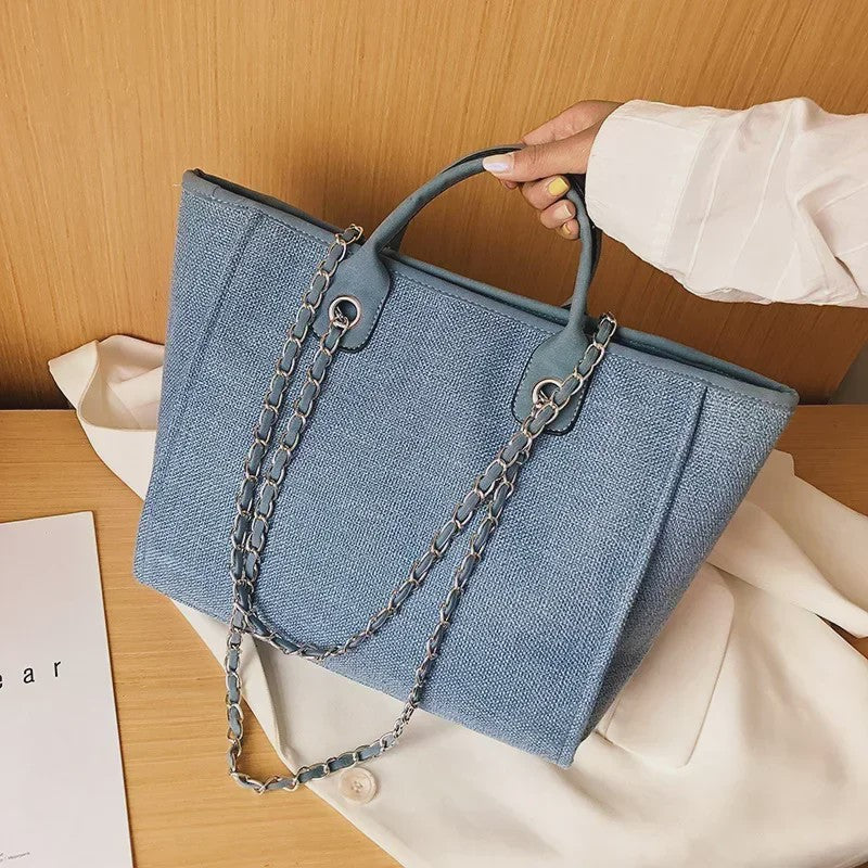 Ruime Dames Tote Bag met Ketting - Schoudertas & Crossbody
