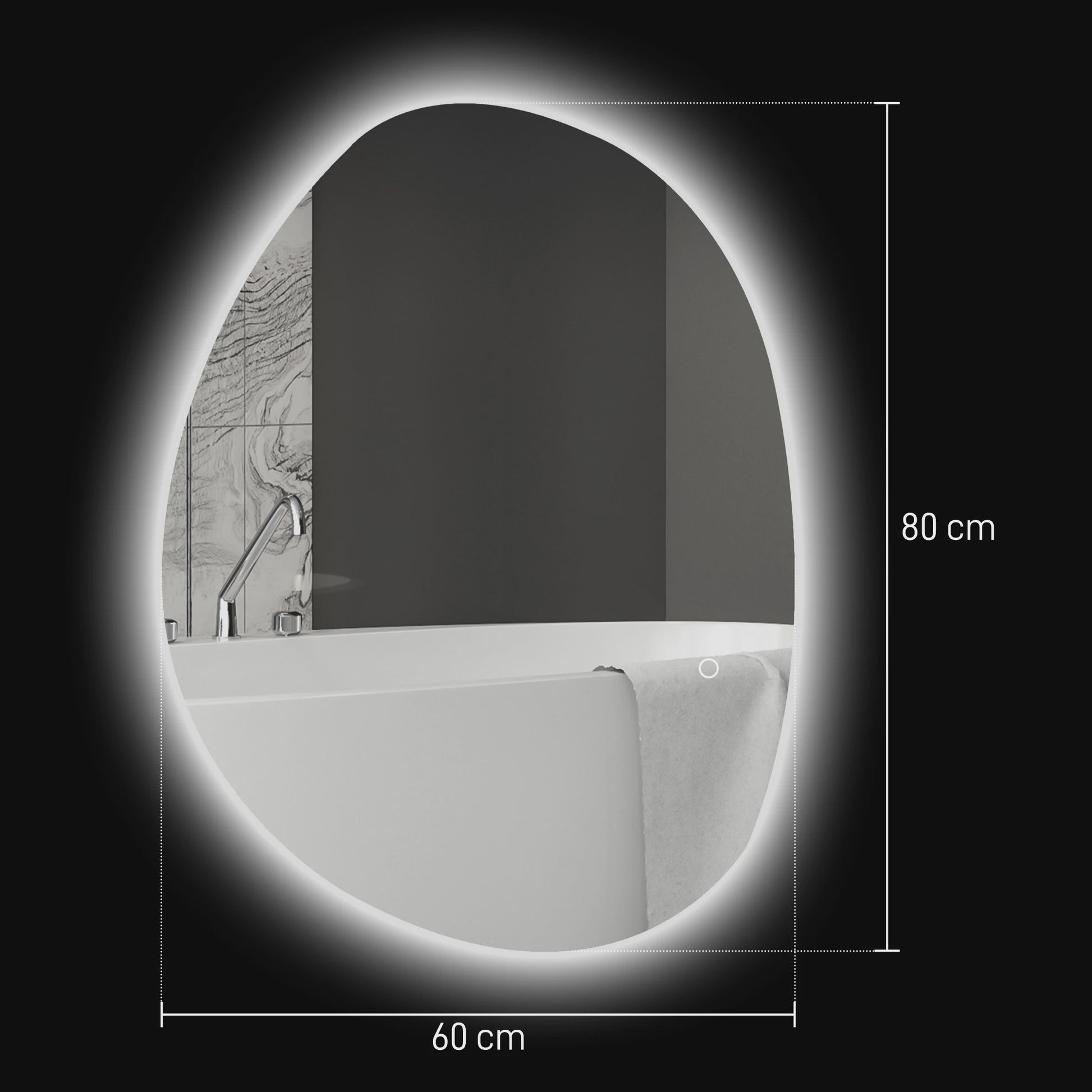 Homcom Badkamerspiegel met LED-verlichting: 3 Kleuren, Dimbaar, Anti-Condens & Geheugenfunctie