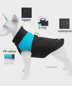 Waterdichte en Warme Hondenkleding Winterjas Vest Gevoerd met Rits voor Kleine tot Grote Honden