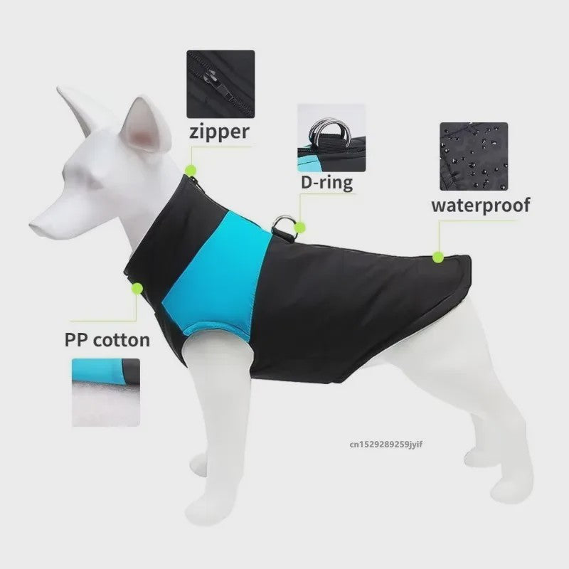 Waterdichte en Warme Hondenkleding Winterjas Vest Gevoerd met Rits voor Kleine tot Grote Honden