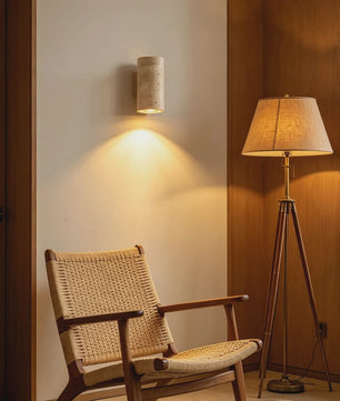 Travertin Wandlamp Cilinder - Sfeervolle Up/Down Light voor Slaapkamer & Woonkamer