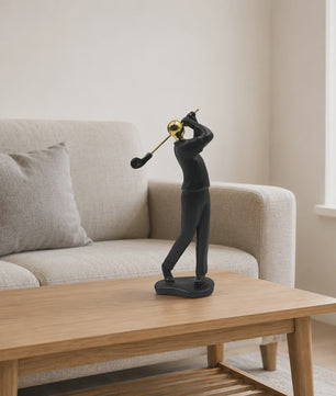 Moderne Golfbeeldje Sculptuur - Decoratieve Figuur voor Bureau & Huis - Goud & Zwart