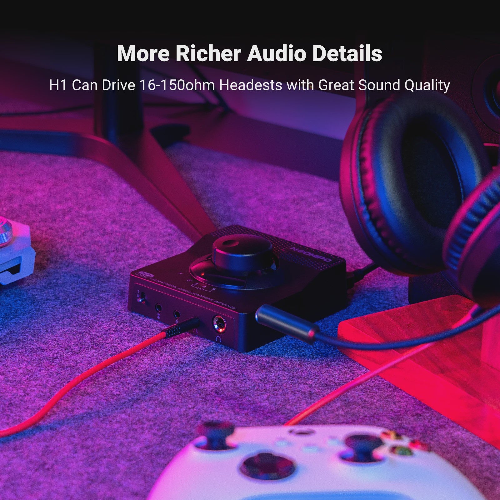 NEOHIPO H1 USB DAC Headphone Amplifier: Krachtige Audio voor Gaming, PC, PS5 & Mac