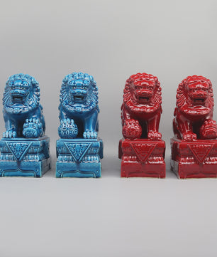 Set van 2 Chinese Foo Dogs Leeuwenbeelden - Keramiek - Woondecoratie