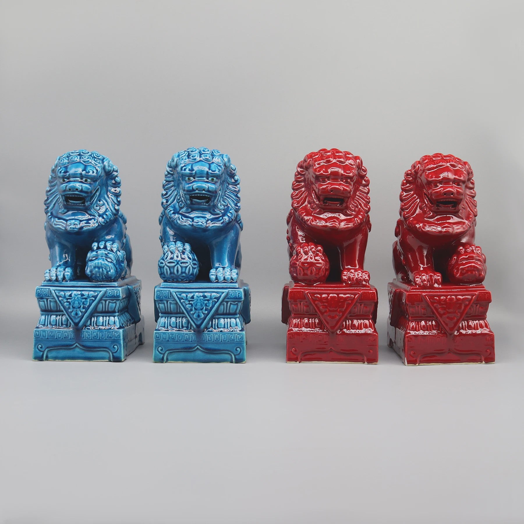 Set van 2 Chinese Foo Dogs Leeuwenbeelden - Keramiek - Woondecoratie