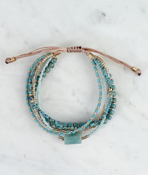 Bohemian Turquoise Kralen Armbanden Set - Multi-Layer Boho Stijl