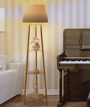 Moderne Tripod Vloerlamp met 3 Planken en LED Verlichting - Dimbaar