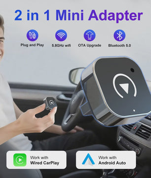 Draadloze CarPlay & Android Auto Adapter: Upgrade uw auto met 2-in-1 Plug & Play Dongle