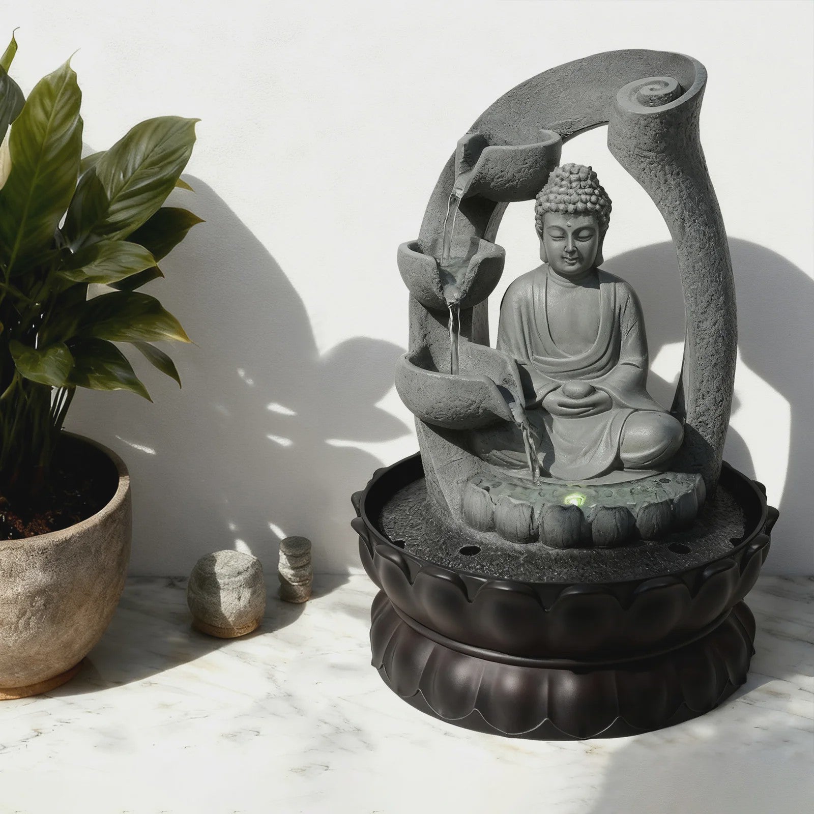 Zen Boeddha Tafelwaterpartij met Fontein - Meditatieve Decoratie voor Huis & Kantoor