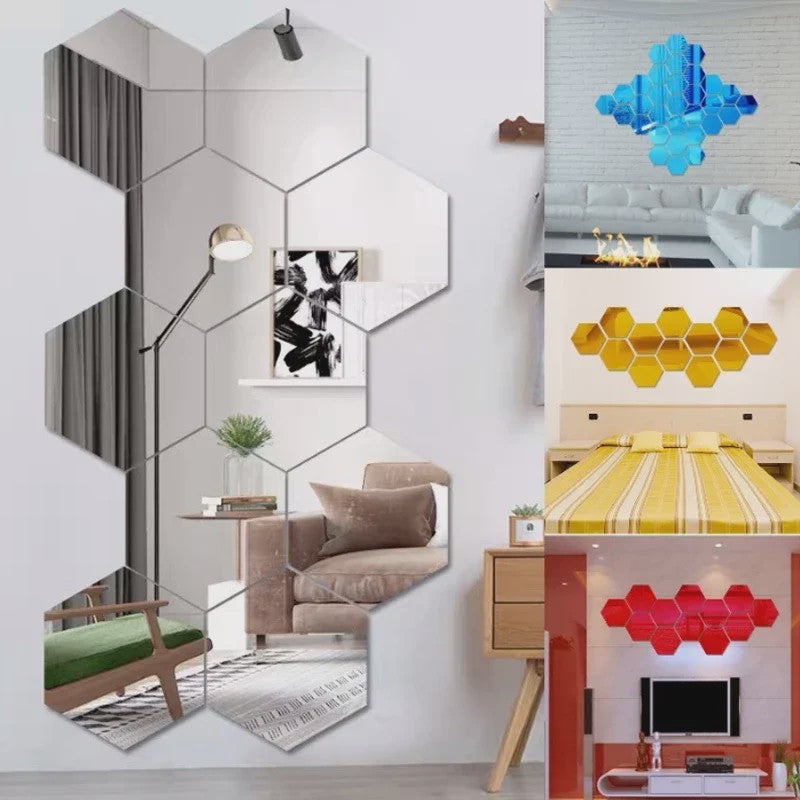 Zelfklevende Hexagon Spiegel Wandstickers - 3D Decoratie voor Elke Ruimte - DIY
