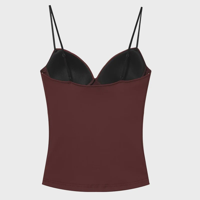 Dames Crop Top Corset Camisole Bruin - Mouwloos, Bodycon & Backless