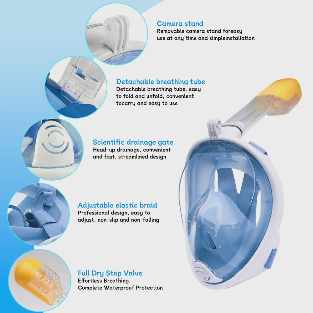 Full Face Duikmasker met Anti-Condens & Droog Systeem - Veilig Snorkelen & Zwemmen