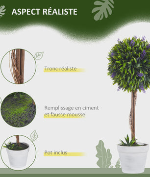 Set van 2 Kunstplanten met Lavendel - 60 cm Hoog - Inclusief Pot