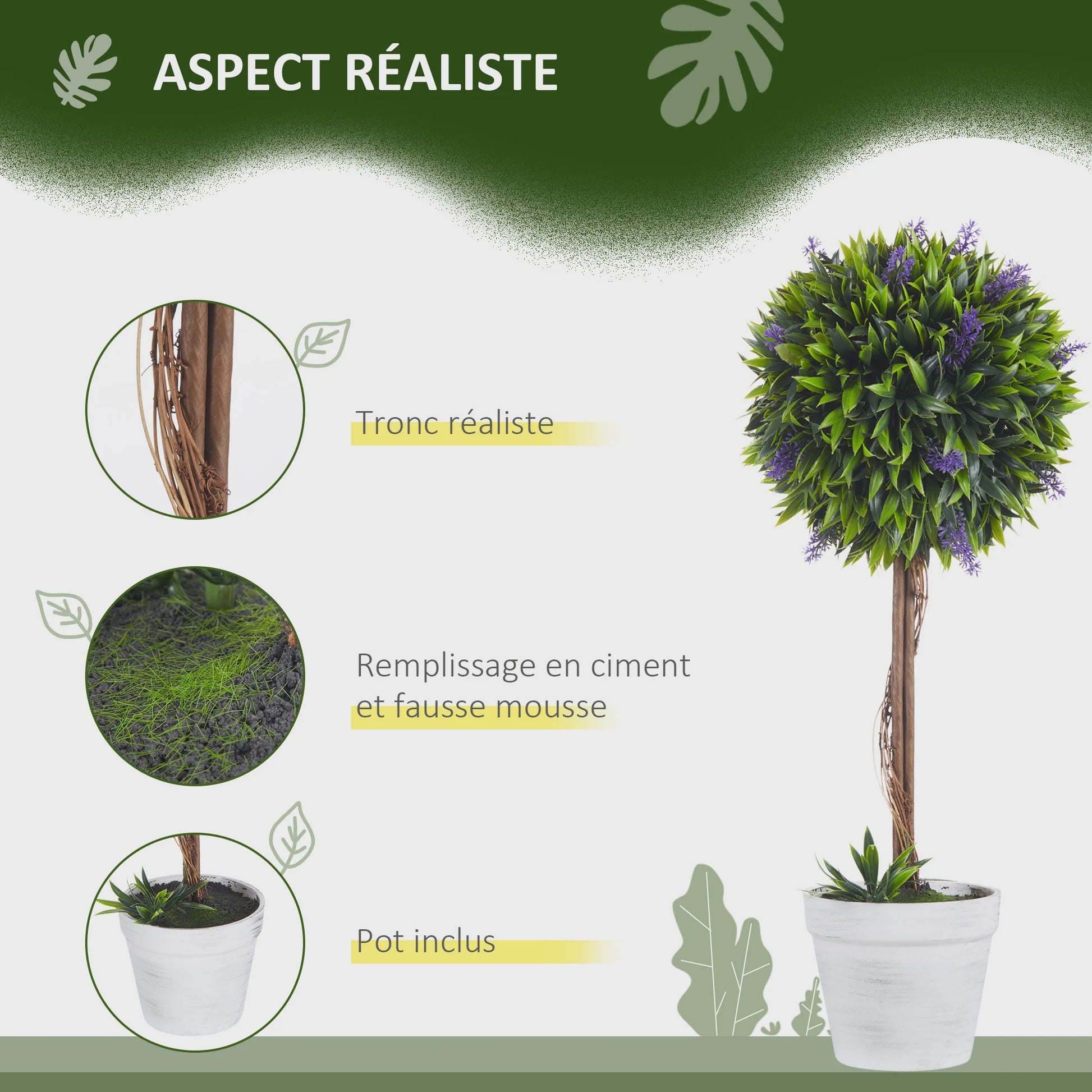 Set van 2 Kunstplanten met Lavendel - 60 cm Hoog - Inclusief Pot