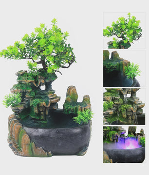 Desktop Waterval Fontein met LED Verlichting & Vernevelaar - Feng Shui Bureau Decoratie