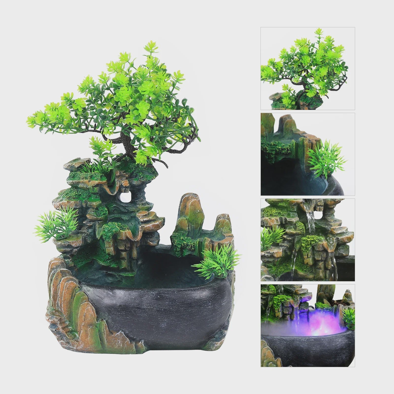 Desktop Waterval Fontein met LED Verlichting & Vernevelaar - Feng Shui Bureau Decoratie