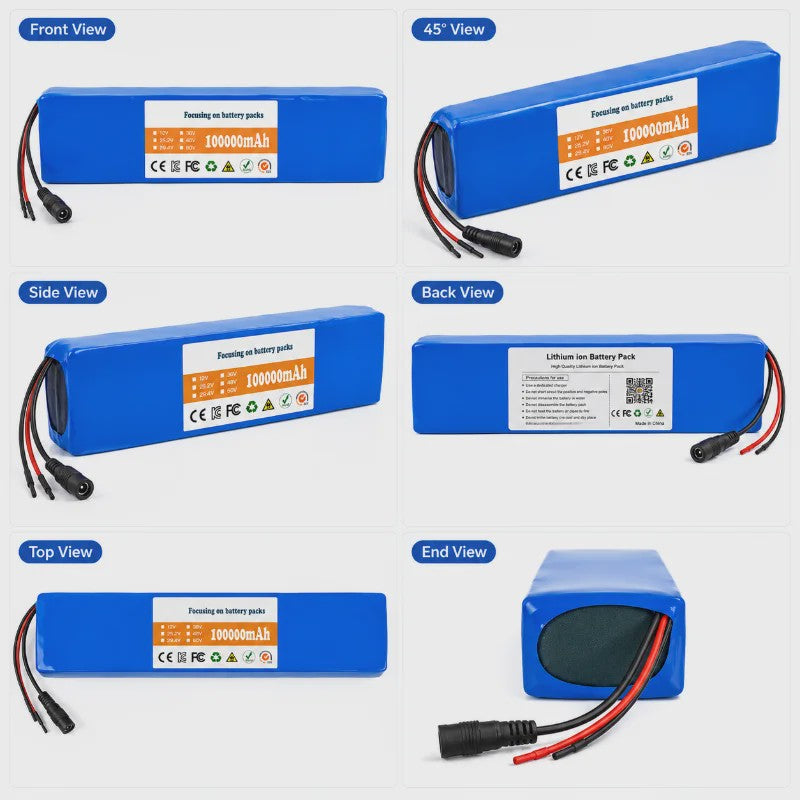 48V 100Ah Lithium Batterij Pack met BMS voor E-bike & Scooter - Inclusief 54.6V Lader