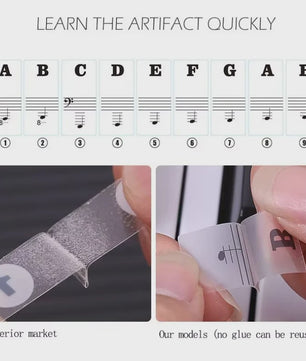 Verwijderbare Piano Toets Stickers met Muzieknoten - Leer Snel op 88/61/54 Toetsen