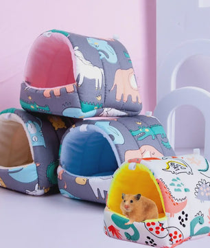 Zacht Hamsterhuisje met Schattige Dierenprints - Warm en Comfortabel Nestje