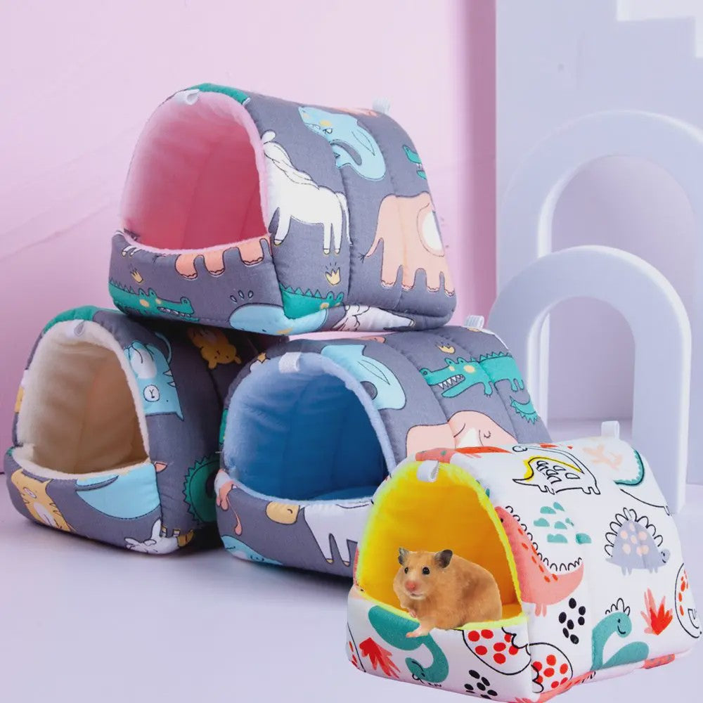 Zacht Hamsterhuisje met Schattige Dierenprints - Warm en Comfortabel Nestje