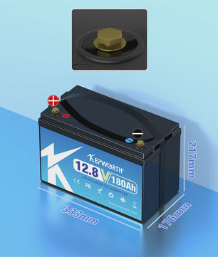 KEPWORTH 12.8V LiFePO4 Accu 180Ah/300Ah met Geüpgrade BMS - 6000 Cycli voor Camper, Boot, Golfkar