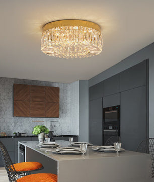 Luxe Kristallen Plafondlamp Goud - Moderne LED Verlichting voor Woonkamer (Ø 40/50cm)