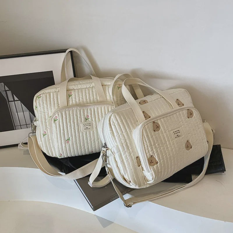 Grote Mommy Bag Baby Organizer - Stijlvolle Luiertas met Borduurwerk voor Moeder & Kind