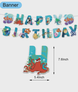 Nemo & Dory Verjaardagsdecoratie Set: Ballonnen, Banner & Cake Topper