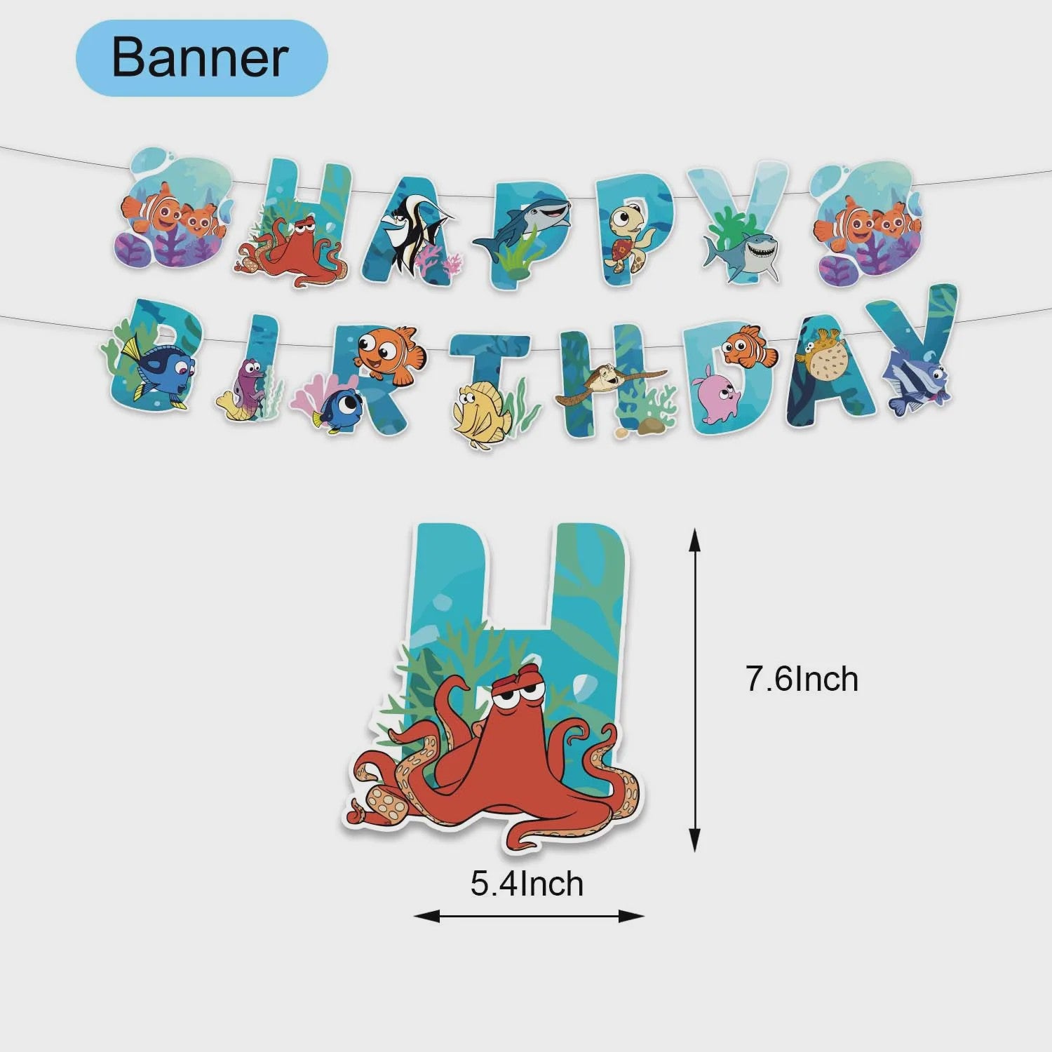 Nemo & Dory Verjaardagsdecoratie Set: Ballonnen, Banner & Cake Topper