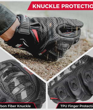 KEMIMOTO Motorhandschoenen Zomer - Ademend Leer met Carbon Bescherming & Touchscreen