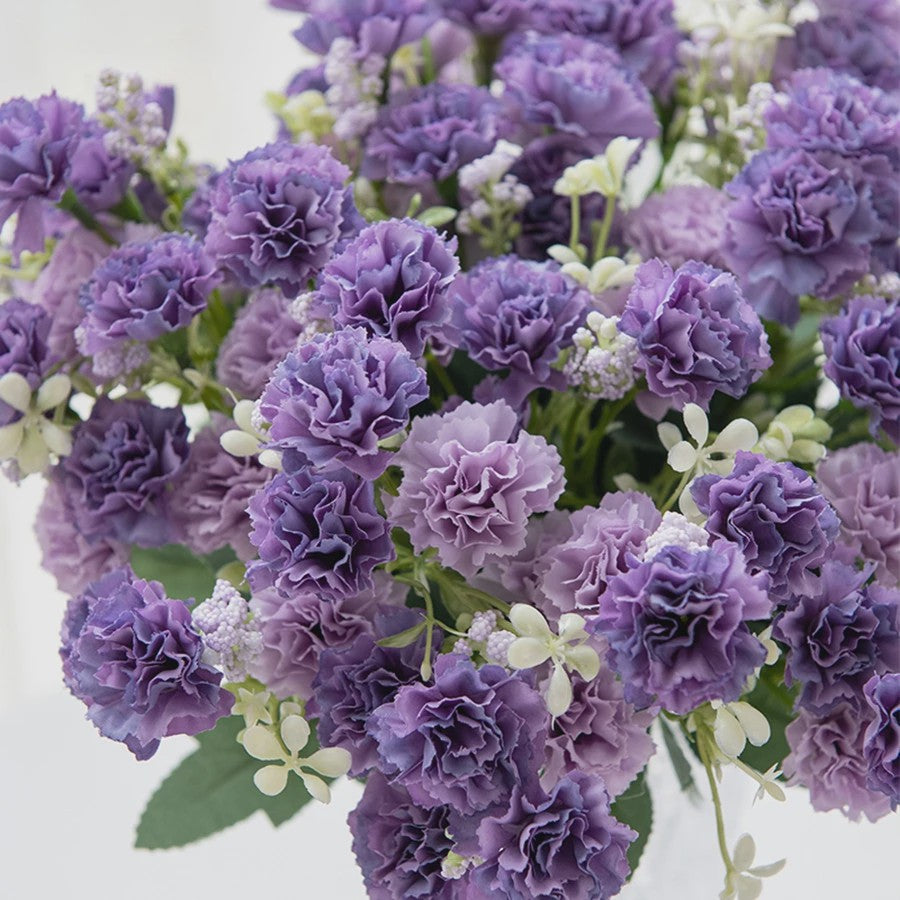Kunstbloemen - 5 Takken Kleine Anjers (15 Bloemhoofden) - Decoratie voor Bruiloft, Kerst, Vaas