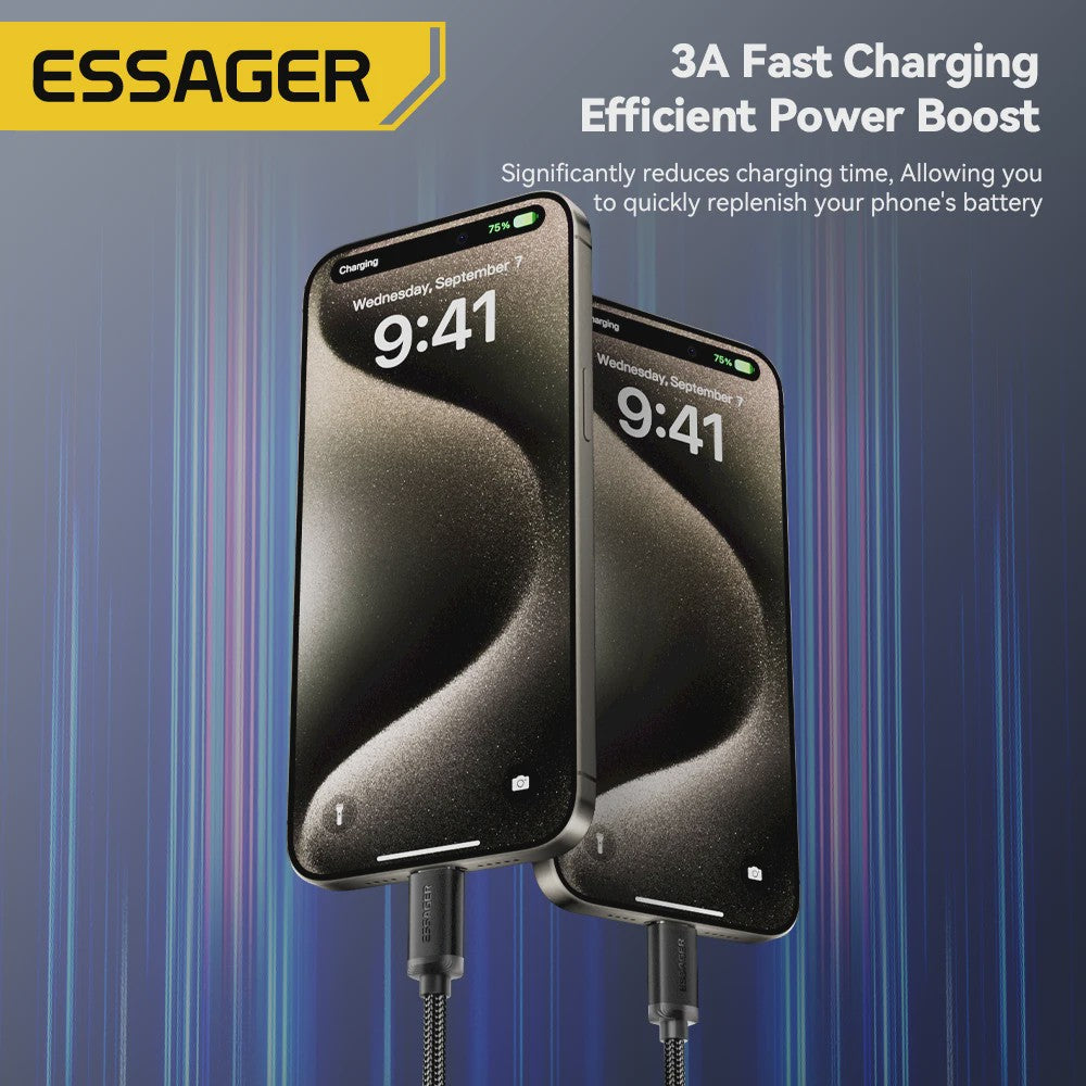 Essager 3A USB-C Laad- en Datakabel - Snel Opladen & Dataoverdracht