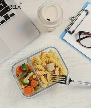 Glazen Lunchbox met 2/3 Compartimenten en Lekvrij Deksel - Herbruikbaar