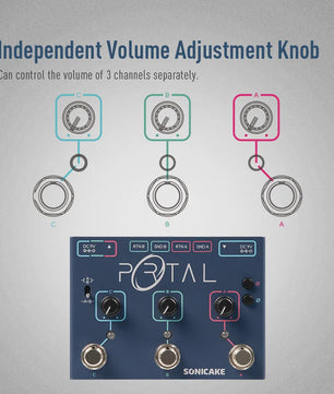 SONICAKE Portal QDS-06: 3-Kanaals Gitaar Effecten Pedaal met ABY Line Selector & Mixer