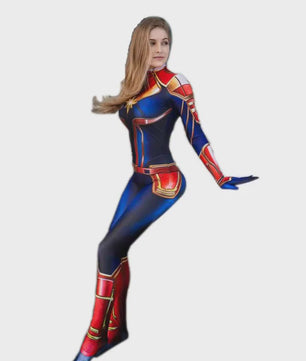 Captain Marvel Geïnspireerd Cosplay Kostuum Bodysuit voor Dames