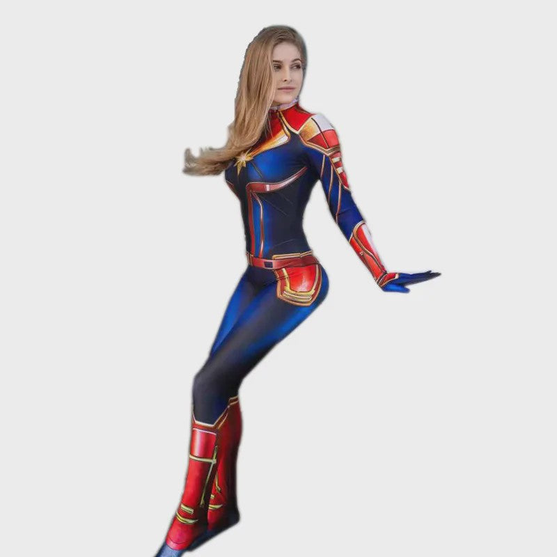 Captain Marvel Geïnspireerd Cosplay Kostuum Bodysuit voor Dames
