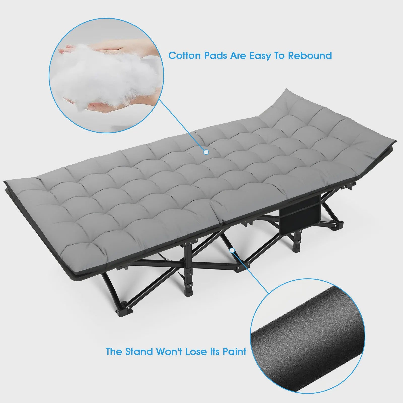 Opvouwbaar Campingbed - Draagbaar en Robuust Kampeerbed voor Volwassenen - 200kg Draagvermogen